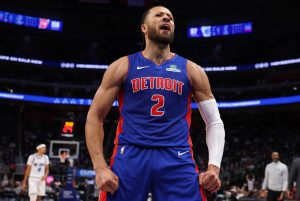 NBA Game Schedule for February 24, 2026, featuring Pistons vs. Spurs (07:00 WIB), Grizzlies vs. Kings (08:00 WIB), and Rockets vs. Jazz (09:30 WIB) with official team logos.